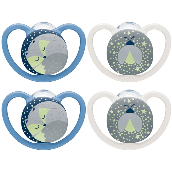 NUK Nachtschnuller Space Gr. 1, 0 - 6 Monate Silikon, Fuchs & Glühwürmchen, 4 Stück 3 NUK Nachtschnuller Space Gr. 1, 0 - 6 Monate Silikon, Fuchs & Glühwürmchen, 4 Stück
